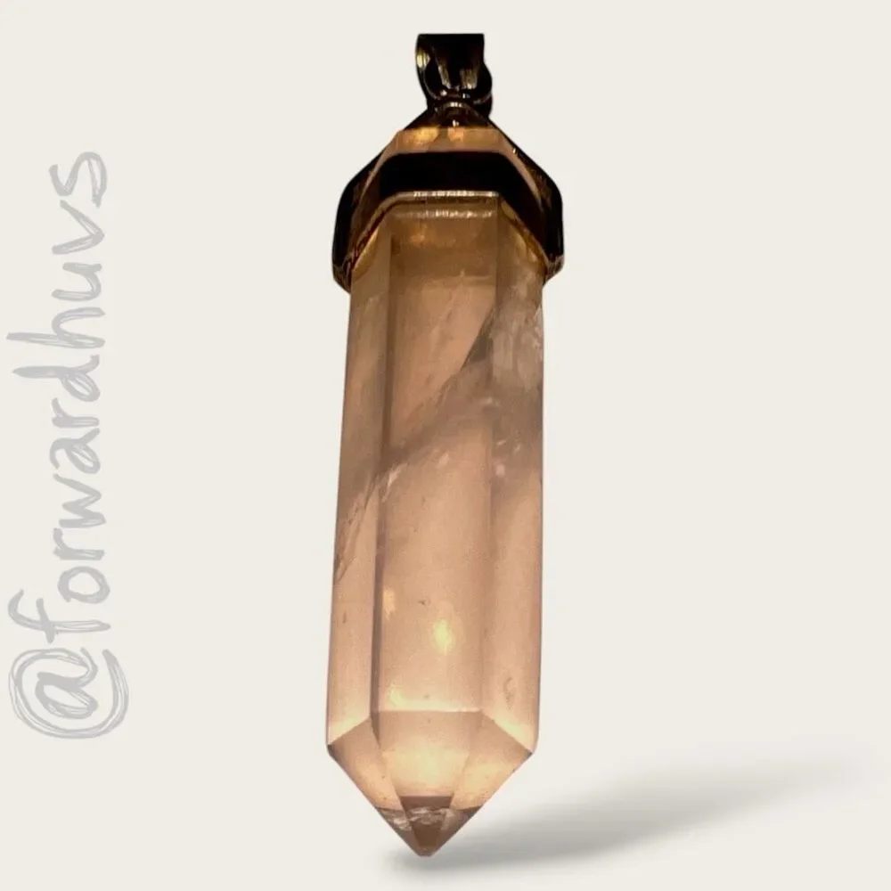 Rose Quartz Crystal Point Pendant with Untested Silver Bale – 1.5” - Picture 6 of 7